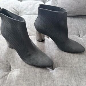 Zara Textured Black Boots with Silver Heels